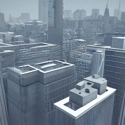 Prompt: a perfect city designed by Dieter Rams bird’s eye view, trending on Unreal Engine photorealistic stunning