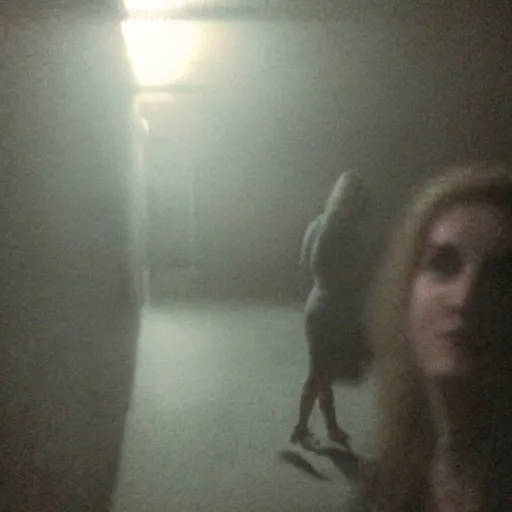 Prompt: insane nightmare, no light, everything is blurred, creepy shadows, obsessed woman, very poor quality of photography, 2 mpx quality, grainy picture