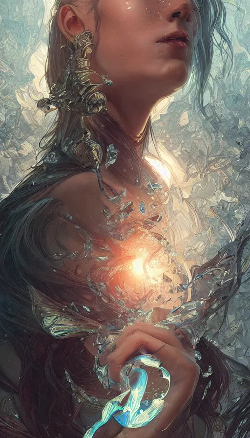 Image similar to tears waterfall, fame of thrones, lord of daggers, neon, fibonacci, sweat drops, insane, intricate, highly detailed, digital painting, artstation, concept art, smooth, sharp focus, illustration, Unreal Engine 5, 8K, art by artgerm and greg rutkowski and alphonse mucha