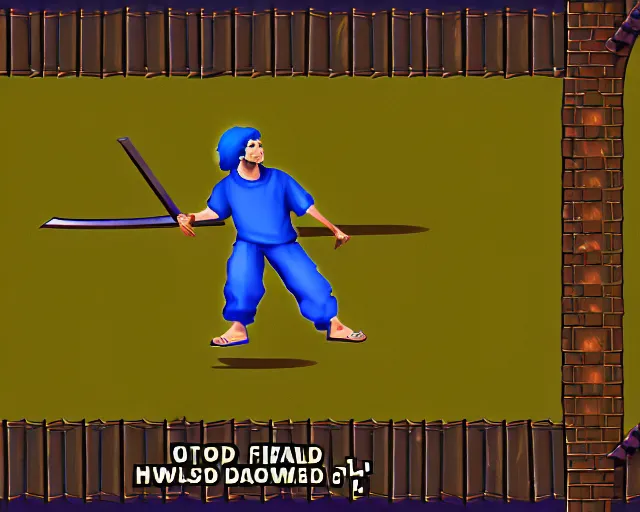 Prompt: screenshot of a crips gang member in the two dimensional web browser game swords and sandals ( 2 0 0 5 ), whiskeybarrel studios, high quality