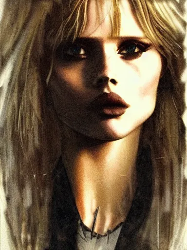 Prompt: portrait of abbey lee by kilart