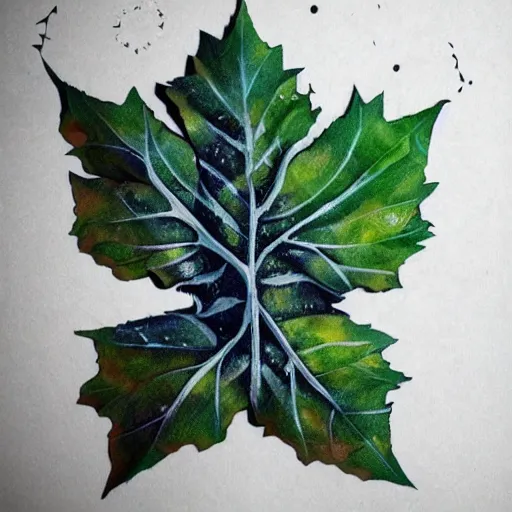 Prompt: leaf moon night vine leaves magic roots shamanic art trending on artstation