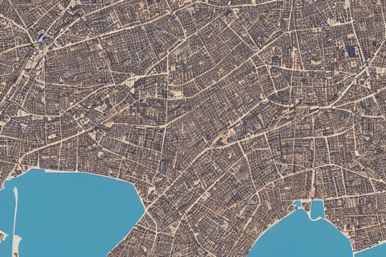 Prompt: satellite image of a soviet city with apartments