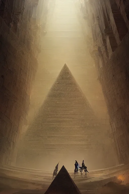 Image similar to inside of a pyramid of gizah, intricate, elegant, volumetric lighting, digital painting, highly detailed, artstation, sharp focus, illustration, concept art, ruan jia, steve mccurry