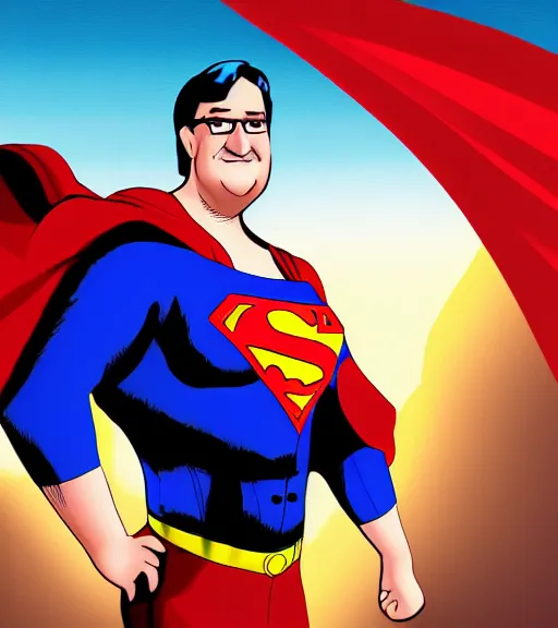 Prompt: gabe newell as a superman, digital paint