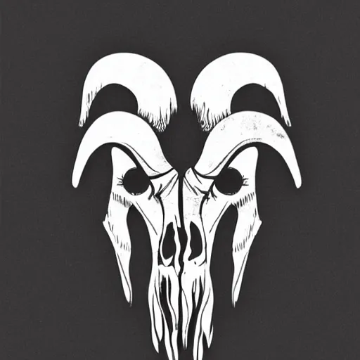 Image similar to ram skull outline, black ink on white paper