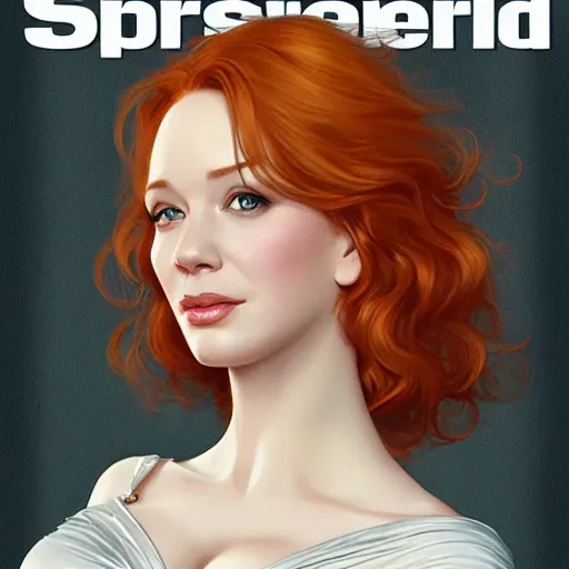 Prompt: christina hendricks on the cover of sports illustrated 1 9 6 5,, intricate, elegant, highly detailed, digital painting, artstation, concept art, matte, sharp focus, illustration, hearthstone, art by artgerm and greg rutkowski and alphonse mucha