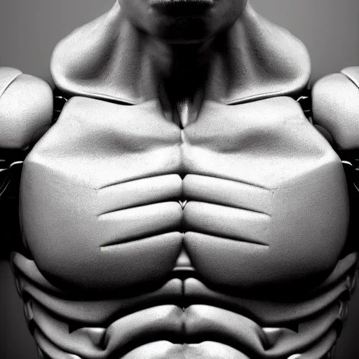 Prompt: a muscular humanoid cyborg consisting of human parts and robot parts, 8 k, highly detailed, realistic, refined, bautiful, fine art photography, hyper realistic, photo realistic, elegant, sharp focus, majestic, award winning picture, intricate, artstation