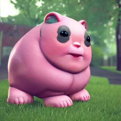 Image similar to chubby fat boy, pink scales ,cute, sparkle eyes, photorealistic, wearing skirt, 4k, unrealengine,