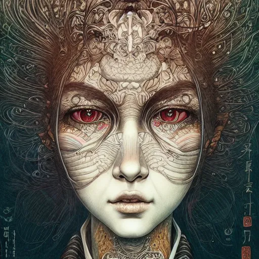 Image similar to beautiful portrait painted in jacek yerka aykut aydogdu and leslie zhang style drawn by vania zouravliov and takato yamamoto, inspired by cyberpunk, intricate acrylic gouache painting, high detail, sharp high detail, artstation, manga and anime