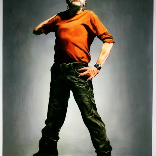 Image similar to slavoj zizek in a jojo pose, oil on canvas by yoji shinkawa and greg rutkowski