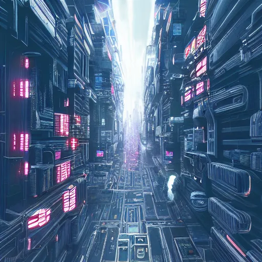 Prompt: cyberpunk city, four - point perspective