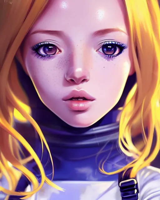 Prompt: portrait Anime space cadet girl, cute-fine-face, pretty face, realistic shaded Perfect face, fine details. Anime. realistic shaded lighting by Ilya Kuvshinov Giuseppe Dangelico Pino and Michael Garmash and Rob Rey, IAMAG premiere, aaaa achievement collection, elegant freckles, fabulous, eyes open in wonder, blonde hair