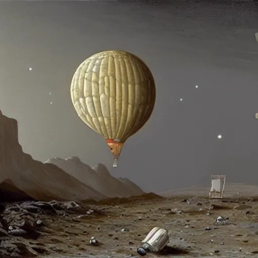 Prompt: the first landing on the moon, painted by rembrand