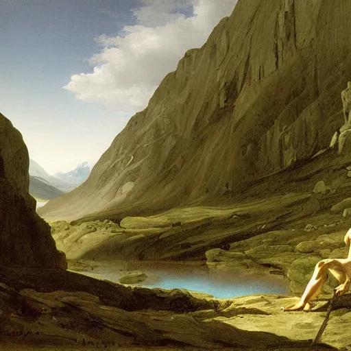 Prompt: Gollum at the Saint-Bernard Pass by Jacques-Louis David, painting