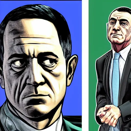 Prompt: portrait of (((((Benny Gantz Defense Minister of Israel)))))!!!!! as a GTA v character. GTA v loading screen illustration by martin ansin, matt bors