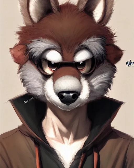 Prompt: character concept art of a cute young male anthropomorphic furry | | adorable muzzle, key visual, realistic shaded perfect face, fine details by stanley artgerm lau, wlop, rossdraws, james jean, andrei riabovitchev, marc simonetti, and sakimichan, trending on weasyl