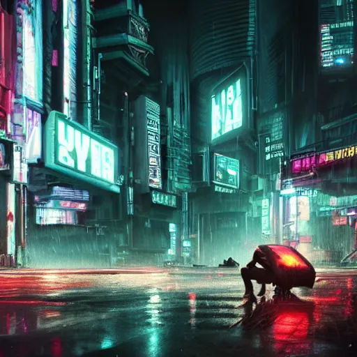 Prompt: A man with nothing left to lose, wandering in the hostile neon-soaked dirty streets of a city from the future, armed and dangerous, cyberpunk. night, rain, dark clouds, realistic 4k octane beautifully detailed render, 4k post-processing, highly detailed, intricate complexity, epic composition, magical atmosphere, cinematic lighting, masterpiece, ultra hd