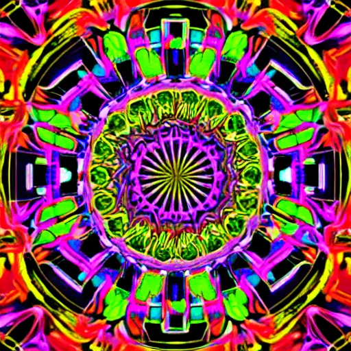 Image similar to falling into a psychedelic fever dreams spiraling patterns