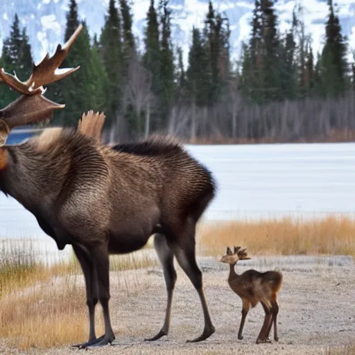 Prompt: goose chases a moose