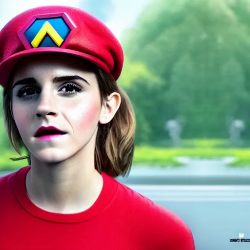 Prompt: emma watson as super mario, highly detailed, extremely high quality, hd, 4 k, 8 k, canon 3 0 0 mm, professional photographer, 4 0 mp, lifelike, top - rated, award winning, realistic, detailed lighting, detailed shadows, sharp, no blur, edited, corrected, trending