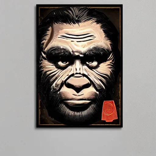 Image similar to saint homo neanderthalis portrait poster with book of science on his right hand, pop art, gta chinatown wars art style, bioshock infinite art style, hyperrealistic, two colors, paper border table, 4 k, remove duplicate content, justify contents center.