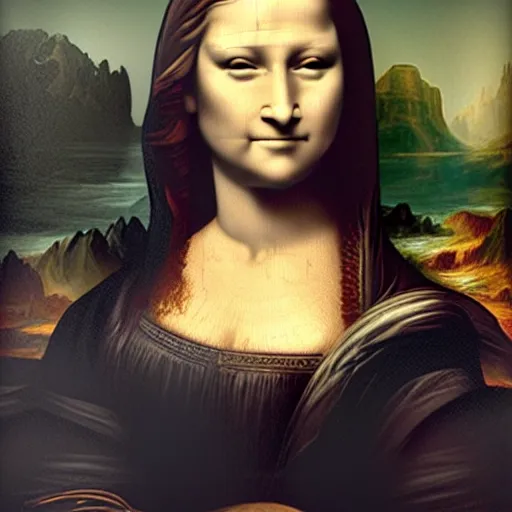 Image similar to Monalisa with a Husky face , 4k , highly detailed, cinematic lightening, atmospheric ,by artgerm; wayne reynolds art station; cinematic quality character render; low angle; ultra high quality model; production quality cinema model