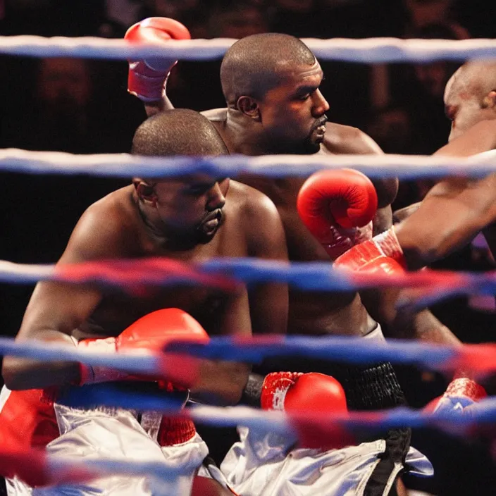 Image similar to Kanye West in a Boxing Match, detailed photo