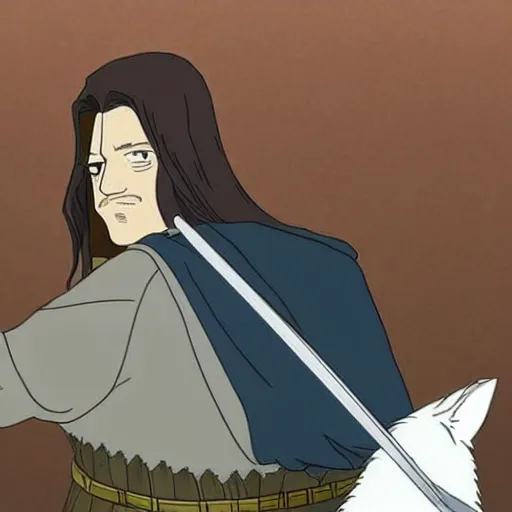 Image similar to Ned Stark as an anime character from Studio Ghibli