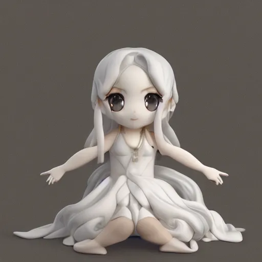 Prompt: cute fumo plush of galatea, greek myth, chibi, white dress, marble statue pbr, vray, symmetry