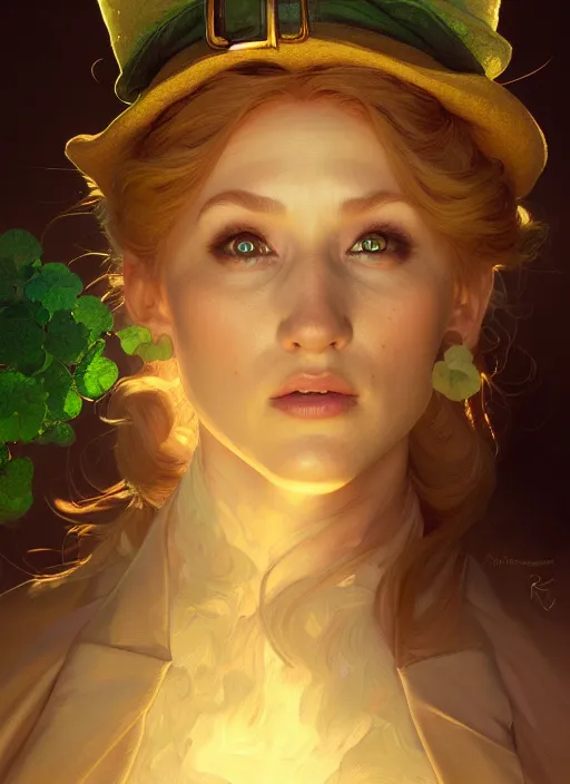 Image similar to portrait of leprechaun, intricate, elegant, highly detailed, digital painting, artstation, concept art, smooth, sharp focus, illustration, art by artgerm and greg rutkowski and alphonse mucha, 8 k