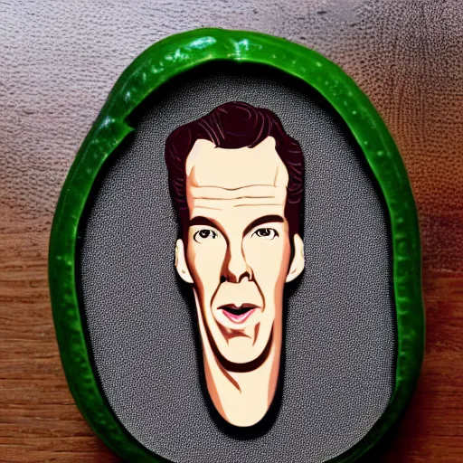 Prompt: benedict cumberbatch face on a cucumber