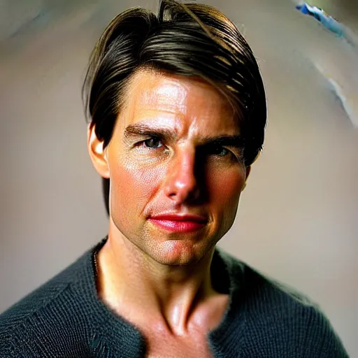 Prompt: a portrait photo of 25 year old tom cruise, with a calm expression, looking forward