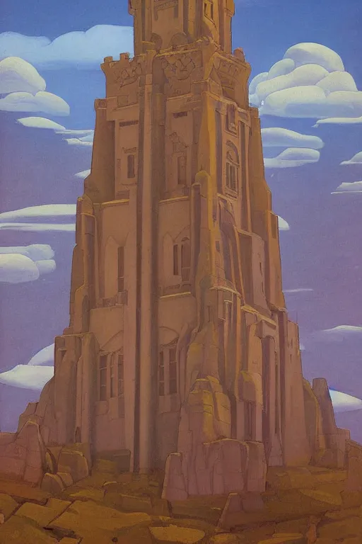 Image similar to painted tower of the queen, by Sylvain Sarrailh and Nicholas Roerich and jean delville and Tyler Edlin and William Dyce, dramatic cinematic lighting , beautiful garden, ornate carved architecture, smooth, sharp focus, extremely detailed