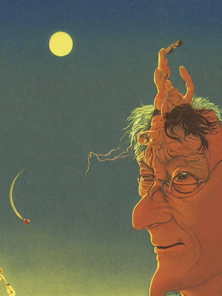 Image similar to an image of john lennon as gollum from the lord of the rings, taking mind altering drugs, a blotter paper of lsd acid and dreaming psychedelic hallucinations in the vast mordor landscape, by kawase hasui, moebius, edward hopper, colorful flat surreal design, dramatic lighting, hd, 8 k, artstation