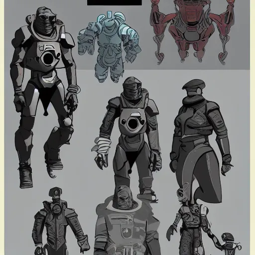 Image similar to character concept art, stylized art, space suit, sci - fi!!!!, mike mignola, trending on artstation