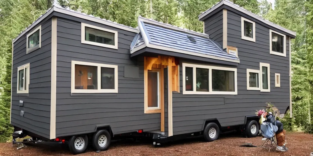 Prompt: expensive tiny house, well ventilated, attractive, cozy, pacific northwest