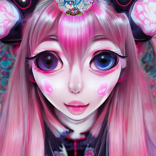 Image similar to trapped beneath stunningly absurdly beautiful omnipotent asi goddess junko enoshima with multiple twisted deceptive innocent megalomaniacal mesmerizing personalities, symmetrical perfect face, porcelain skin, pink twintail hair and cyan eyes, ultra detailed, digital art, unreal engine 5, octane render, 2 d anime, 8 k