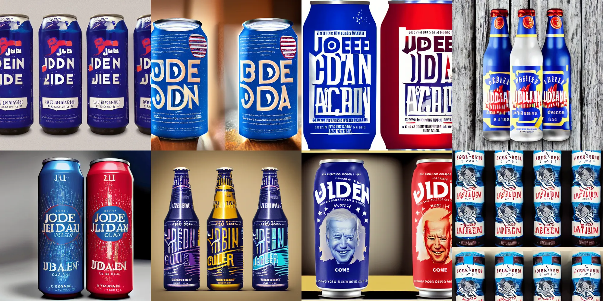 Prompt: Joe Biden Cola, Award Winning package design by Pearlfisher and Ziggurat