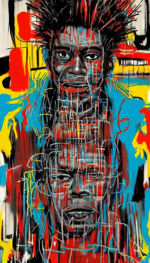 Prompt: a cyberpunk portrait of monsters by basil gogos - michel basquiat by hayao miyazaki, highly detailed, sacred geometry, mathematics, snake, geometry, cyberpunk, vibrant, water