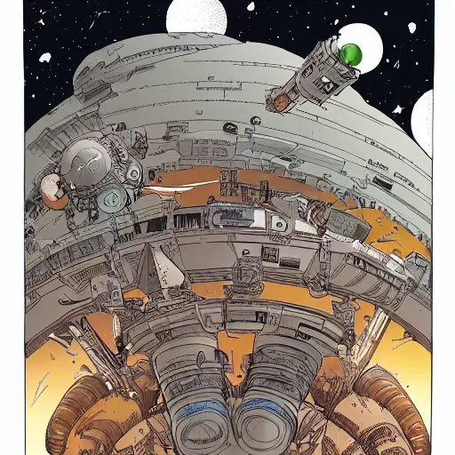 Image similar to orbital space settlement by Geoff Darrow