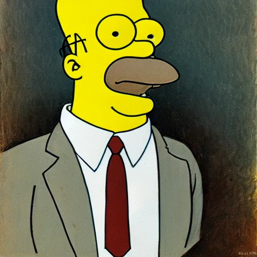 Prompt: a portrait of homer simpson painted by clude monet