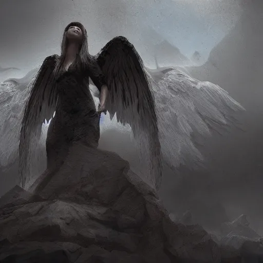 Image similar to the angel from my nightmares, matte painting, digital art, trending on artstation, award-winning art, dramatic, 8k