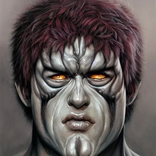 Prompt: Hyper-realistic paintings of Guts From Berserk by Mike Dargas