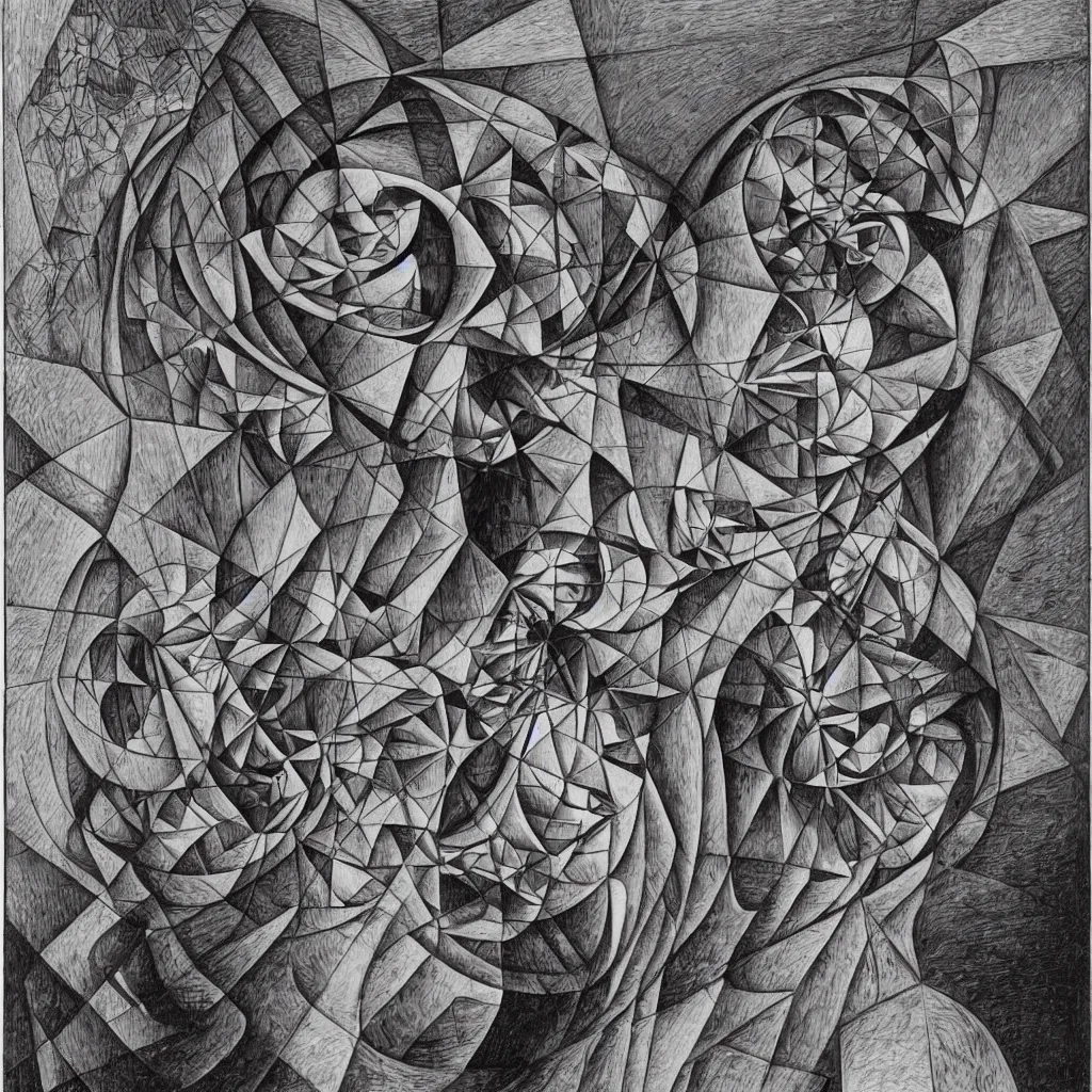 Image similar to subconscious psyche portrait by escher