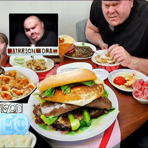 Image similar to obese harrisson ford mukbang