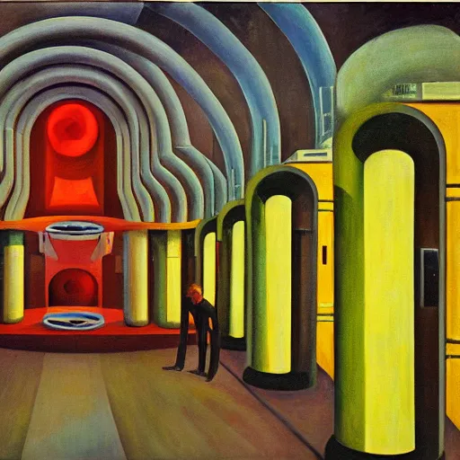 Prompt: reactor core, dystopian, pj crook, edward hopper, oil on canvas