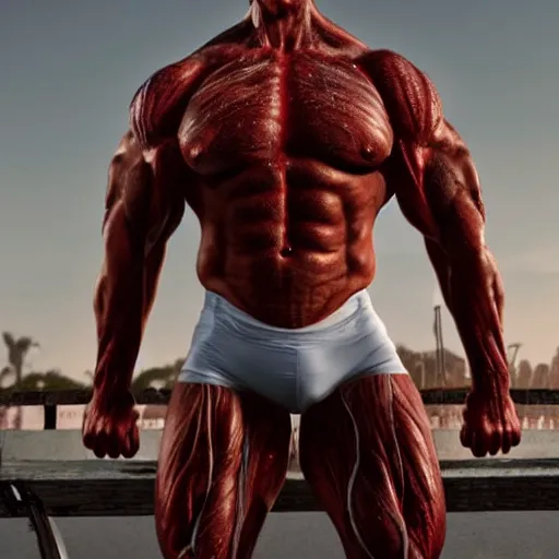 Prompt: diglit with a strong giant body, vascular and sweating, cinematic, ultra realistic