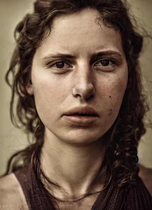 Image similar to portrait of a beautiful 20-year-old Italian woman by annie leibovitz, close up, detailed, award winning, Sony a7R