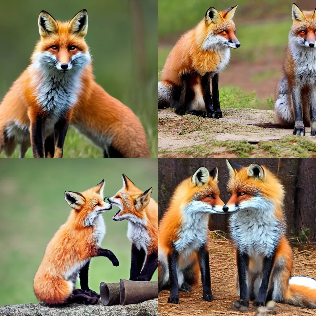 Prompt: fox and Marten speaking about food